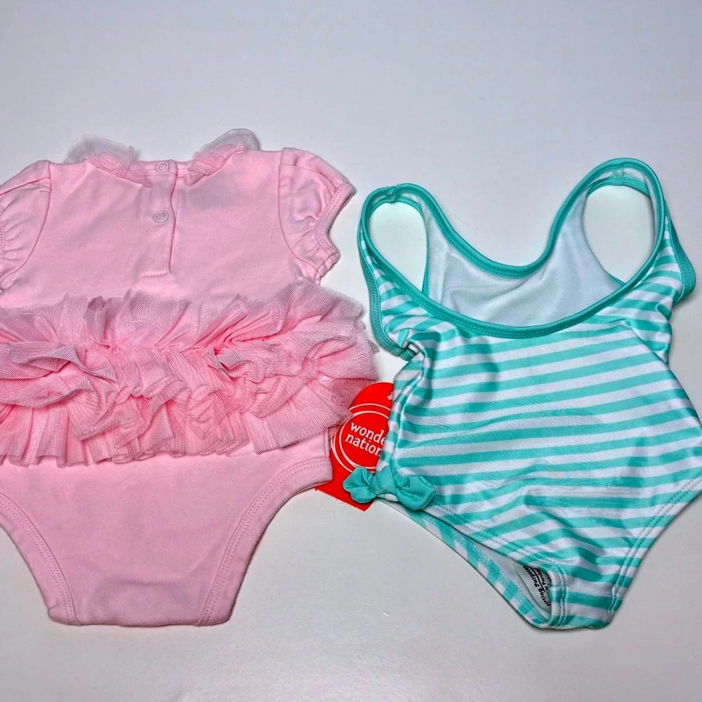 0-3 month lot of 6 baby‎ girl Disney Hello Kitty Bodysuit Romper Bib ruffle new